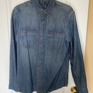 Gap double breast pocket denim button shirt